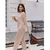 image:imageEkouaer 2 Piece Sets for Women 2026 Fall Lounge Sets Outfits O Neck Airport Travel Matching Sets Clothing SweatsuitsApricot