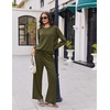 image:imageEkouaer 2 Piece Sets for Women 2026 Fall Lounge Sets Outfits O Neck Airport Travel Matching Sets Clothing SweatsuitsArmy Green