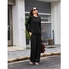 image:imageEkouaer 2 Piece Sets for Women 2026 Fall Lounge Sets Outfits O Neck Airport Travel Matching Sets Clothing SweatsuitsBlack