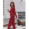 image:imageEkouaer 2 Piece Sets for Women 2026 Fall Lounge Sets Outfits O Neck Airport Travel Matching Sets Clothing SweatsuitsBurgundy