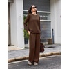 image:imageEkouaer 2 Piece Sets for Women 2026 Fall Lounge Sets Outfits O Neck Airport Travel Matching Sets Clothing SweatsuitsCoffee