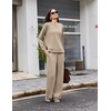 image:imageEkouaer 2 Piece Sets for Women 2026 Fall Lounge Sets Outfits O Neck Airport Travel Matching Sets Clothing SweatsuitsLight Khaki
