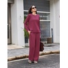 image:imageEkouaer 2 Piece Sets for Women 2026 Fall Lounge Sets Outfits O Neck Airport Travel Matching Sets Clothing SweatsuitsMagenta Purpl