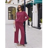 image:imageEkouaer 2 Piece Sets for Women 2026 Fall Lounge Sets Outfits O Neck Airport Travel Matching Sets Clothing SweatsuitsMagenta Purpl