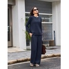 image:imageEkouaer 2 Piece Sets for Women 2026 Fall Lounge Sets Outfits O Neck Airport Travel Matching Sets Clothing SweatsuitsNavy Blue