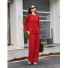 image:imageEkouaer 2 Piece Sets for Women 2026 Fall Lounge Sets Outfits O Neck Airport Travel Matching Sets Clothing SweatsuitsRed
