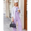 image:imageEkouaer Lounge Sets for Women 2 Piece Summer Matching Set with Pockets  Vacation Airport Travel OutfitsSoft Stretch LoungewearSlim Short Sleeve Graphic Top and PantsComfy Casual ClothesPurplebutterfly