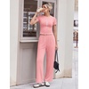 image:imageEkouaer Lounge Sets for Women 2 Piece Summer Matching Set with Pockets  Vacation Airport Travel OutfitsSoft Stretch LoungewearSlim Short Sleeve Graphic Top and PantsComfy Casual ClothesPink Symbol