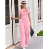 image:imageEkouaer Lounge Sets for Women 2 Piece Summer Matching Set with Pockets  Vacation Airport Travel OutfitsSoft Stretch LoungewearSlim Short Sleeve Graphic Top and PantsComfy Casual ClothesPinkletter