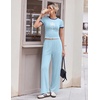 image:imageEkouaer Lounge Sets for Women 2 Piece Summer Matching Set with Pockets  Vacation Airport Travel OutfitsSoft Stretch LoungewearSlim Short Sleeve Graphic Top and PantsComfy Casual ClothesLight Bluepalm Tree