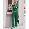 image:imageEkouaer Lounge Sets for Women 2 Piece Summer Matching Set with Pockets  Vacation Airport Travel OutfitsSoft Stretch LoungewearSlim Short Sleeve Graphic Top and PantsComfy Casual ClothesDark Greendaisy