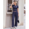image:imageEkouaer Lounge Sets for Women 2 Piece Summer Matching Set with Pockets  Vacation Airport Travel OutfitsSoft Stretch LoungewearSlim Short Sleeve Graphic Top and PantsComfy Casual ClothesNavy Bluebow