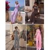 image:imageEkouaer Lounge Sets for Women 2 Piece Summer Matching Set with Pockets  Vacation Airport Travel OutfitsSoft Stretch LoungewearSlim Short Sleeve Graphic Top and PantsComfy Casual ClothesNavy Bluebow