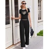 image:imageEkouaer Lounge Sets for Women 2 Piece Summer Matching Set with Pockets  Vacation Airport Travel OutfitsSoft Stretch LoungewearSlim Short Sleeve Graphic Top and PantsComfy Casual ClothesBlackleopard Heart