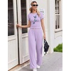 image:imageEkouaer Lounge Sets for Women 2 Piece Summer Matching Set with Pockets  Vacation Airport Travel OutfitsSoft Stretch LoungewearSlim Short Sleeve Graphic Top and PantsComfy Casual ClothesPurplebutterfly