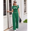 image:imageEkouaer Lounge Sets for Women 2 Piece Summer Matching Set with Pockets  Vacation Airport Travel OutfitsSoft Stretch LoungewearSlim Short Sleeve Graphic Top and PantsComfy Casual ClothesDark Greendaisy
