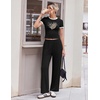 image:imageEkouaer Lounge Sets for Women 2 Piece Summer Matching Set with Pockets  Vacation Airport Travel OutfitsSoft Stretch LoungewearSlim Short Sleeve Graphic Top and PantsComfy Casual ClothesBlackleopard Heart
