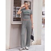 image:imageEkouaer Lounge Sets for Women 2 Piece Summer Matching Set with Pockets  Vacation Airport Travel OutfitsSoft Stretch LoungewearSlim Short Sleeve Graphic Top and PantsComfy Casual ClothesGreyletter