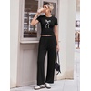image:imageEkouaer Lounge Sets for Women 2 Piece Summer Matching Set with Pockets  Vacation Airport Travel OutfitsSoft Stretch LoungewearSlim Short Sleeve Graphic Top and PantsComfy Casual ClothesBlackbow