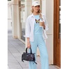 image:imageEkouaer Lounge Sets for Women 2 Piece Summer Matching Set with Pockets  Vacation Airport Travel OutfitsSoft Stretch LoungewearSlim Short Sleeve Graphic Top and PantsComfy Casual ClothesLight Bluebutterfly
