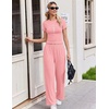 image:imageEkouaer Lounge Sets for Women 2 Piece Summer Matching Set with Pockets  Vacation Airport Travel OutfitsSoft Stretch LoungewearSlim Short Sleeve Graphic Top and PantsComfy Casual ClothesPink Symbol