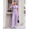 image:imageEkouaer Lounge Sets for Women 2 Piece Summer Matching Set with Pockets  Vacation Airport Travel OutfitsSoft Stretch LoungewearSlim Short Sleeve Graphic Top and PantsComfy Casual ClothesPurplebutterfly