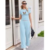 image:imageEkouaer Lounge Sets for Women 2 Piece Summer Matching Set with Pockets  Vacation Airport Travel OutfitsSoft Stretch LoungewearSlim Short Sleeve Graphic Top and PantsComfy Casual ClothesLight Bluebutterfly