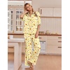 image:imageEkouaer Pajamas for Women Set Button Up Short Sleeve Pjs with Long Pants  Summer Sleepwear Deep Pockets Soft Fabric 2 Piece Lounge Set Relaxed Fit Various OccasionsPale Yellow Fruit