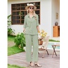 image:imageEkouaer Pajamas for Women Set Button Up Short Sleeve Pjs with Long Pants  Summer Sleepwear Deep Pockets Soft Fabric 2 Piece Lounge Set Relaxed Fit Various OccasionsLight Green