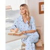 image:imageEkouaer Pajamas for Women Set Button Up Short Sleeve Pjs with Long Pants  Summer Sleepwear Deep Pockets Soft Fabric 2 Piece Lounge Set Relaxed Fit Various OccasionsBlue Gingham Cherry
