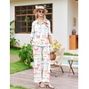 image:imageEkouaer Pajamas for Women Set Button Up Short Sleeve Pjs with Long Pants  Summer Sleepwear Deep Pockets Soft Fabric 2 Piece Lounge Set Relaxed Fit Various OccasionsColorful Bow