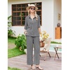 image:imageEkouaer Pajamas for Women Set Button Up Short Sleeve Pjs with Long Pants  Summer Sleepwear Deep Pockets Soft Fabric 2 Piece Lounge Set Relaxed Fit Various OccasionsGrey