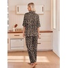 image:imageEkouaer Pajamas for Women Set Button Up Short Sleeve Pjs with Long Pants  Summer Sleepwear Deep Pockets Soft Fabric 2 Piece Lounge Set Relaxed Fit Various OccasionsBrown Leopard