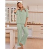 image:imageEkouaer Pajamas for Women Set Button Up Short Sleeve Pjs with Long Pants  Summer Sleepwear Deep Pockets Soft Fabric 2 Piece Lounge Set Relaxed Fit Various OccasionsLight Green