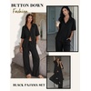 image:imageEkouaer Pajamas for Women Set Button Up Short Sleeve Pjs with Long Pants  Summer Sleepwear Deep Pockets Soft Fabric 2 Piece Lounge Set Relaxed Fit Various OccasionsBlack