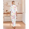 image:imageEkouaer Pajamas for Women Set Button Up Short Sleeve Pjs with Long Pants  Summer Sleepwear Deep Pockets Soft Fabric 2 Piece Lounge Set Relaxed Fit Various OccasionsColorful Bow