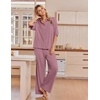 image:imageEkouaer Pajamas for Women Set Button Up Short Sleeve Pjs with Long Pants  Summer Sleepwear Deep Pockets Soft Fabric 2 Piece Lounge Set Relaxed Fit Various OccasionsDusty Rose