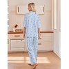 image:imageEkouaer Pajamas for Women Set Button Up Short Sleeve Pjs with Long Pants  Summer Sleepwear Deep Pockets Soft Fabric 2 Piece Lounge Set Relaxed Fit Various OccasionsBlue Gingham Cherry