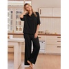 image:imageEkouaer Pajamas for Women Set Button Up Short Sleeve Pjs with Long Pants  Summer Sleepwear Deep Pockets Soft Fabric 2 Piece Lounge Set Relaxed Fit Various OccasionsBlack