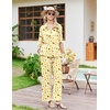 image:imageEkouaer Pajamas for Women Set Button Up Short Sleeve Pjs with Long Pants  Summer Sleepwear Deep Pockets Soft Fabric 2 Piece Lounge Set Relaxed Fit Various OccasionsPale Yellow Fruit