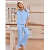 image:imageEkouaer Pajamas for Women Set Button Up Short Sleeve Pjs with Long Pants  Summer Sleepwear Deep Pockets Soft Fabric 2 Piece Lounge Set Relaxed Fit Various OccasionsLight Blue