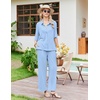 image:imageEkouaer Pajamas for Women Set Button Up Short Sleeve Pjs with Long Pants  Summer Sleepwear Deep Pockets Soft Fabric 2 Piece Lounge Set Relaxed Fit Various OccasionsLight Blue