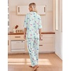 image:imageEkouaer Pajamas for Women Set Button Up Short Sleeve Pjs with Long Pants  Summer Sleepwear Deep Pockets Soft Fabric 2 Piece Lounge Set Relaxed Fit Various OccasionsStriped Bow