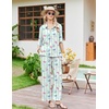 image:imageEkouaer Pajamas for Women Set Button Up Short Sleeve Pjs with Long Pants  Summer Sleepwear Deep Pockets Soft Fabric 2 Piece Lounge Set Relaxed Fit Various OccasionsStriped Bow