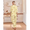 image:imageEkouaer Pajamas for Women Set Button Up Short Sleeve Pjs with Long Pants  Summer Sleepwear Deep Pockets Soft Fabric 2 Piece Lounge Set Relaxed Fit Various OccasionsPale Yellow Fruit