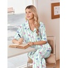 image:imageEkouaer Pajamas for Women Set Button Up Short Sleeve Pjs with Long Pants  Summer Sleepwear Deep Pockets Soft Fabric 2 Piece Lounge Set Relaxed Fit Various OccasionsStriped Bow