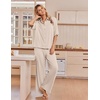 image:imageEkouaer Pajamas for Women Set Button Up Short Sleeve Pjs with Long Pants  Summer Sleepwear Deep Pockets Soft Fabric 2 Piece Lounge Set Relaxed Fit Various OccasionsChampagne