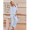 image:imageEkouaer Pajamas for Women Set Button Up Short Sleeve Pjs with Long Pants  Summer Sleepwear Deep Pockets Soft Fabric 2 Piece Lounge Set Relaxed Fit Various OccasionsBlue Gingham Cherry