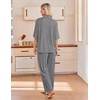 image:imageEkouaer Pajamas for Women Set Button Up Short Sleeve Pjs with Long Pants  Summer Sleepwear Deep Pockets Soft Fabric 2 Piece Lounge Set Relaxed Fit Various OccasionsGrey