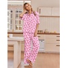 image:imageEkouaer Pajamas for Women Set Button Up Short Sleeve Pjs with Long Pants  Summer Sleepwear Deep Pockets Soft Fabric 2 Piece Lounge Set Relaxed Fit Various OccasionsPink Cherry